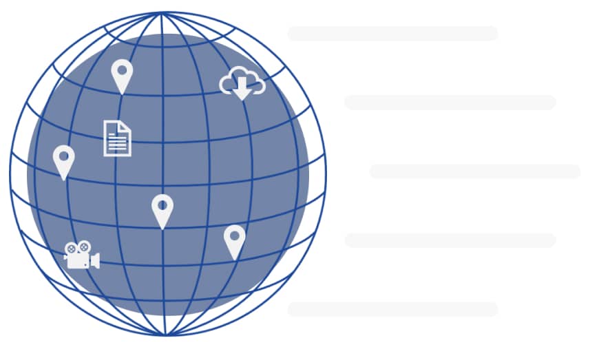 Globe with icons inside