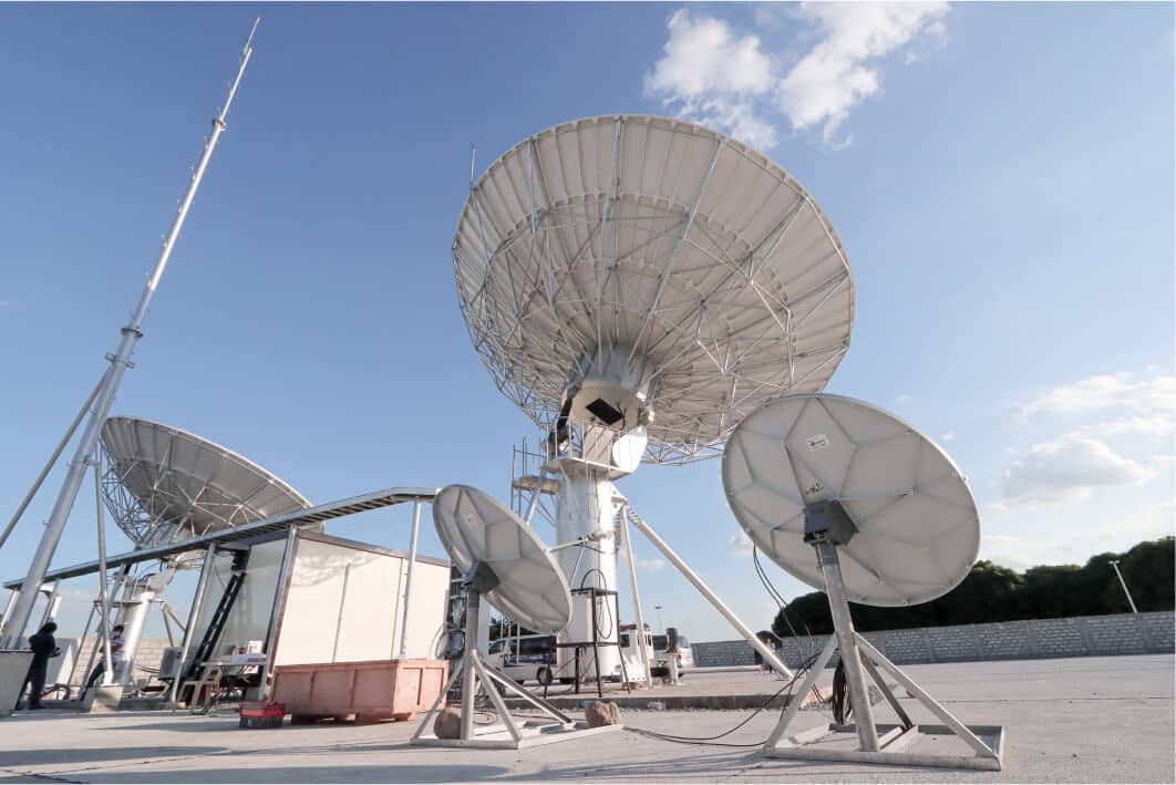 Four white satellite